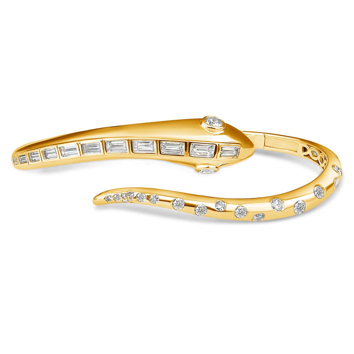 14KT Gold Diamond Luxe Snake Bangle Bracelet