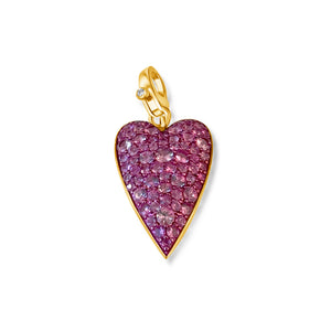 14KT Gold Pink Sapphire Heart Pendant Charm