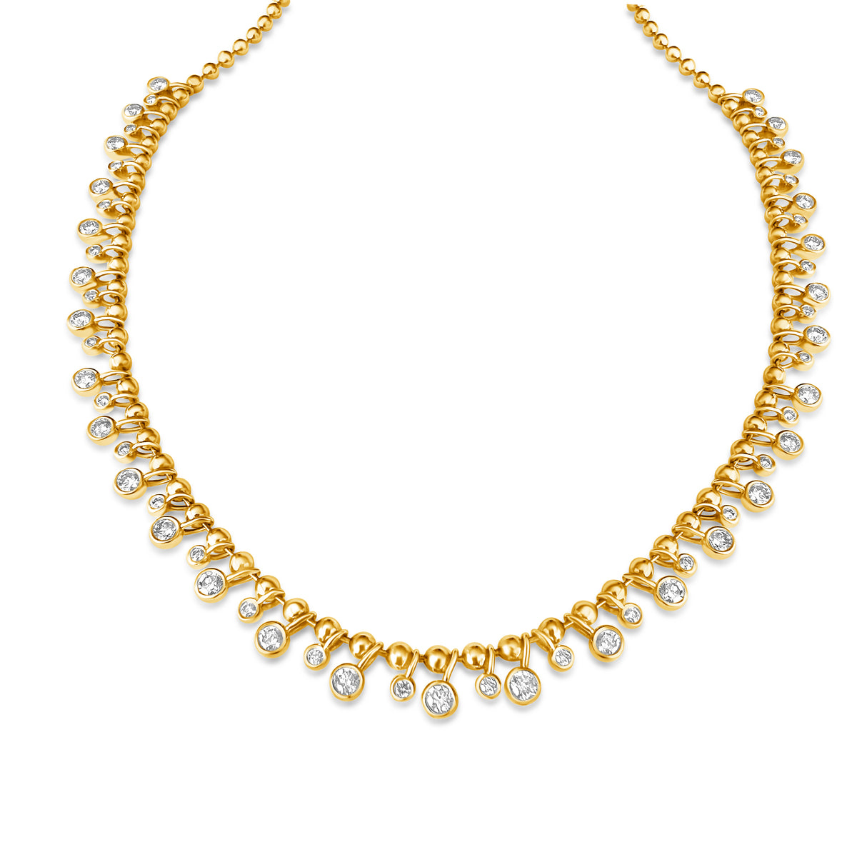 14KT Gold Diamond Luxe Alianna Fringe Necklace On Ball Chain
