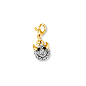 14KT Gold Diamond Mini Smily Devil Pendant Charm