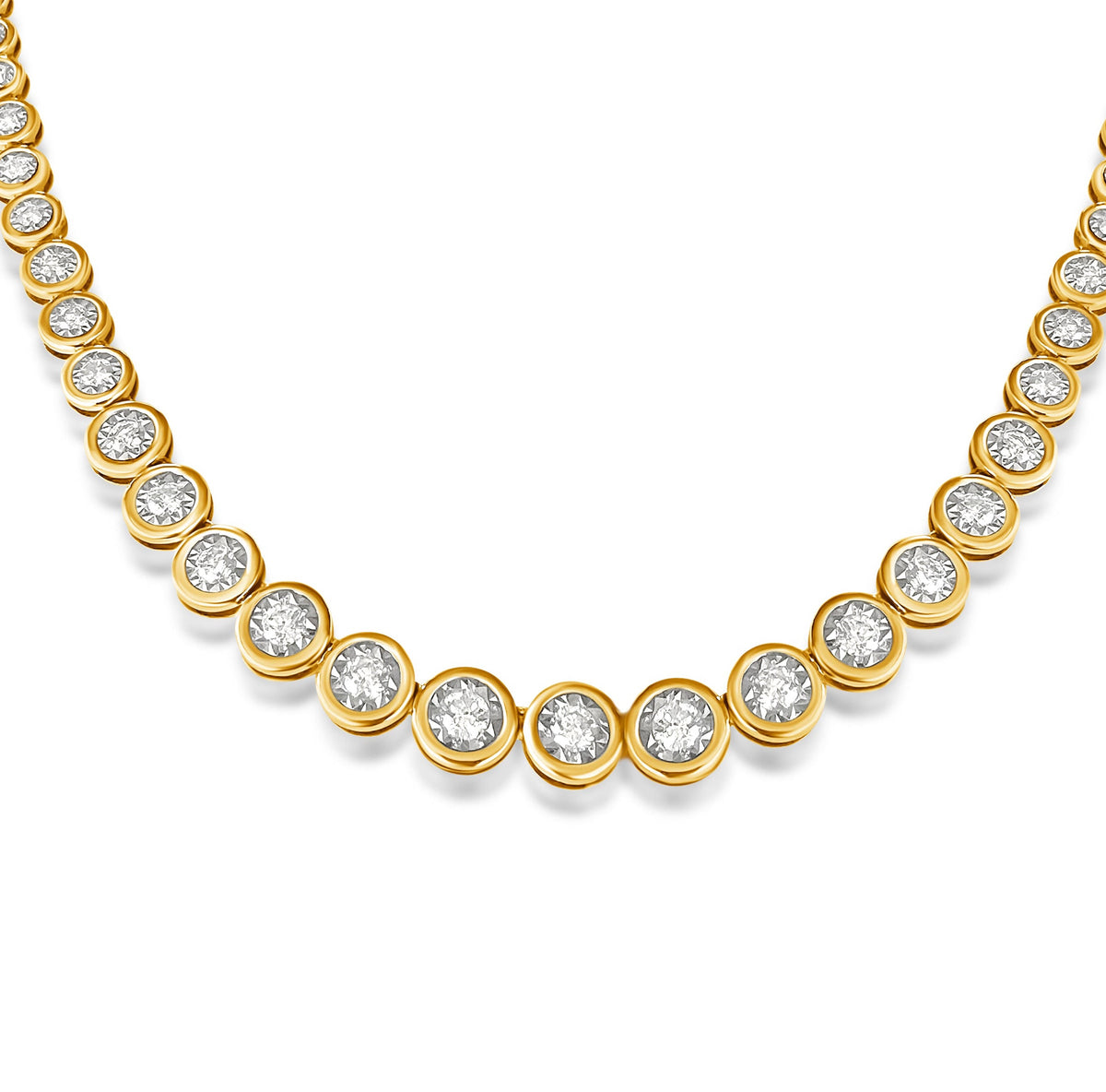 14KT Gold Diamond The Line Bezel Set Tennis Necklace Grand