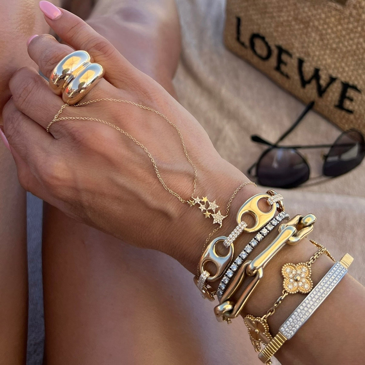14KT Gold Diamond Luxe Nautical Link Bracelet