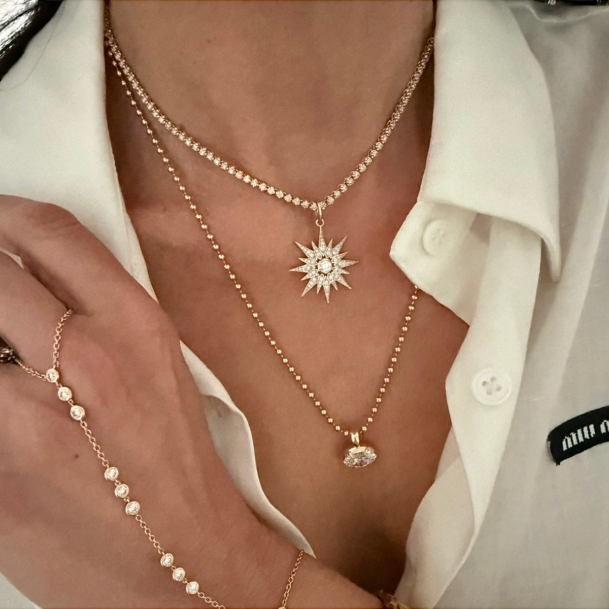 14KT Gold Diamond Stellar Star Pendant Charm