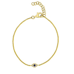 14KT Gold Diamond Mini Evil Eye Bracelet