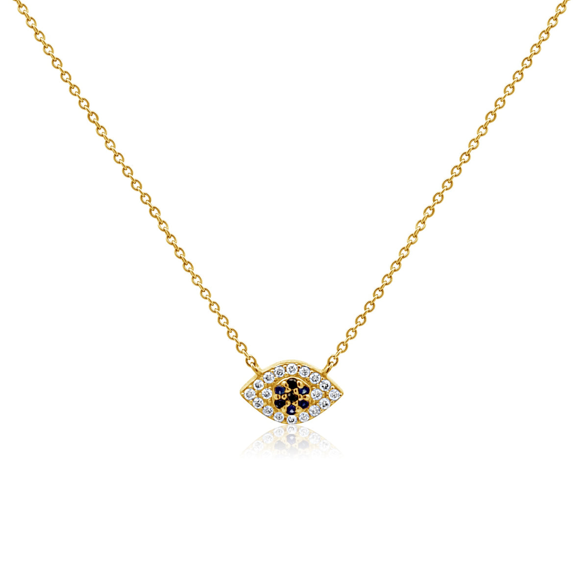 14KT Gold Diamond Mini Evil Eye Necklace