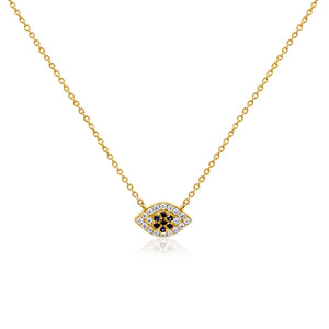 14KT Gold Diamond Mini Evil Eye Necklace