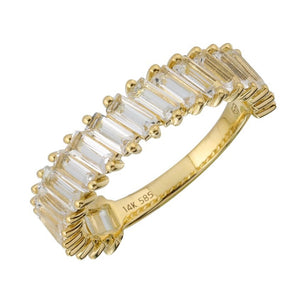 14KT Gold Baguette White Topaz Ring