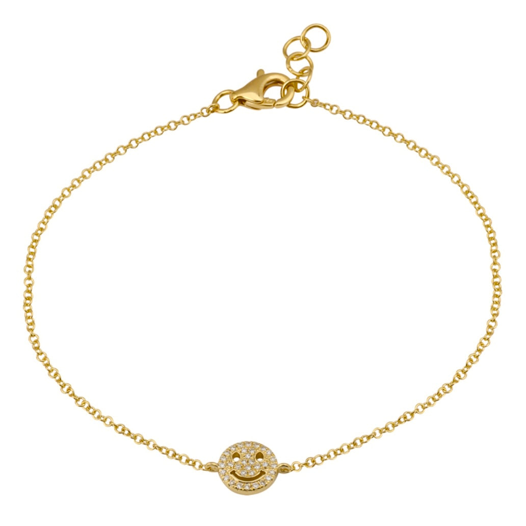14KT Gold Diamond Smily Anklet