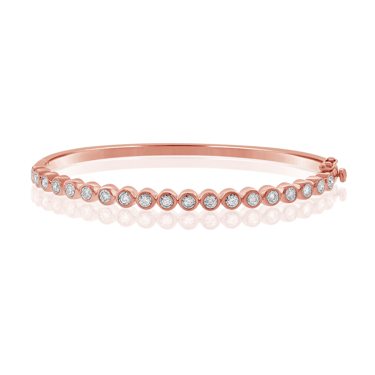 14KT Gold Diamond The Line Bezel Set Bangle Slim