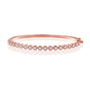 14KT Gold Diamond Illusion Bezel Set Bangle Bracelet