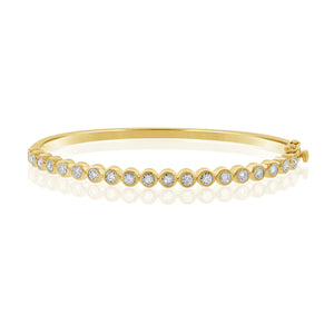 14KT Gold Diamond Illusion Bezel Set Bangle Bracelet
