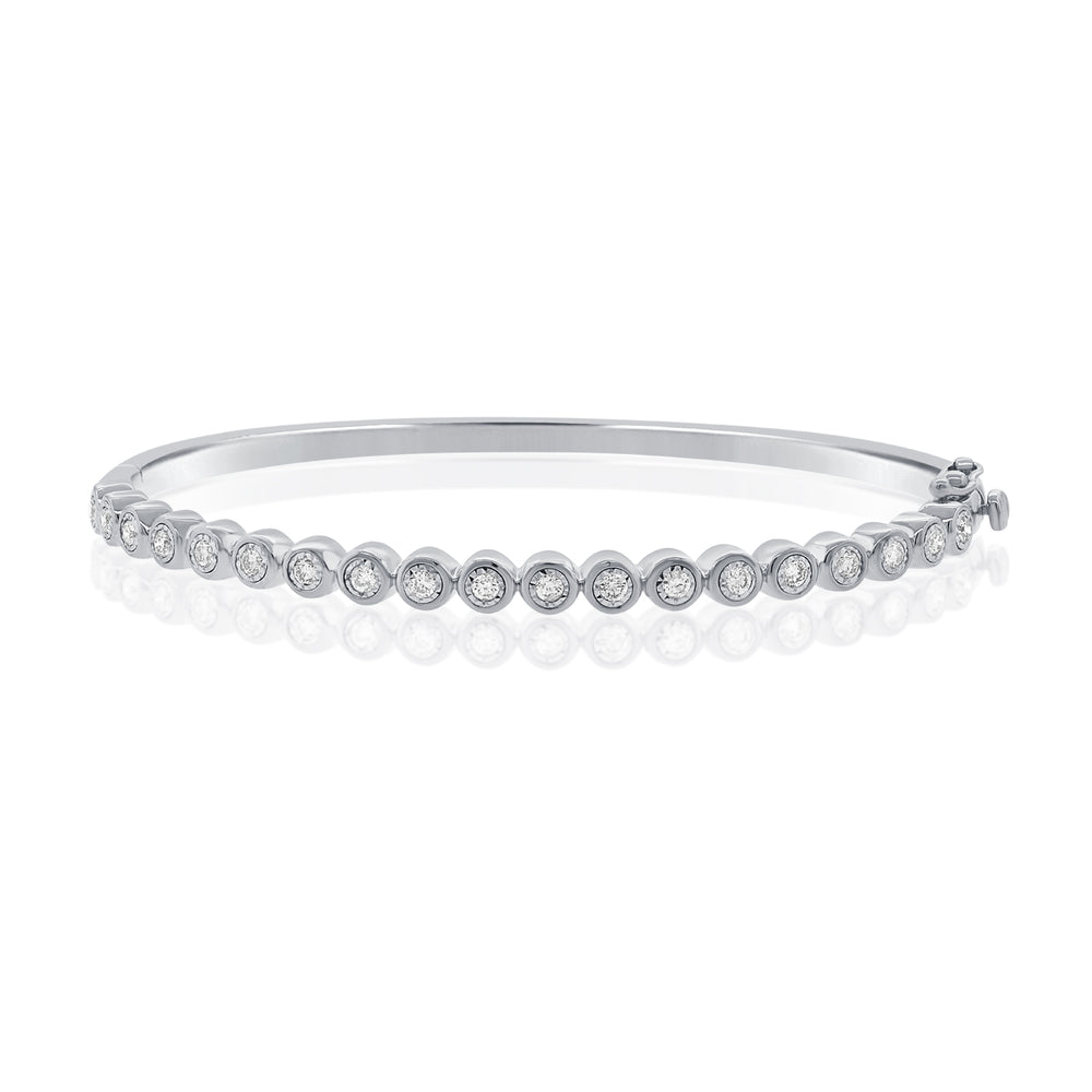 14KT Gold Diamond Illusion Bezel Set Bangle Bracelet