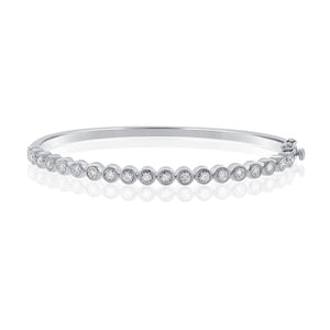 14KT Gold Diamond Illusion Bezel Set Bangle Bracelet