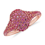 14KT Gold Pink Sapphires Signet Pinky Ring