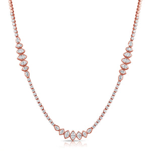 14KT Gold Luxe Marquise Mixed Shaped Diamond Tennis Necklace
