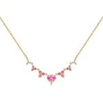 14KT Gold Diamond Pink Sapphire Joy Necklace
