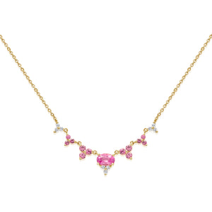 14KT Gold Diamond Pink Sapphire Joy Necklace