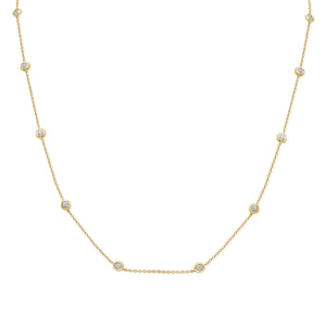 14KT Gold Illusion 10 Diamond Bezel Necklace