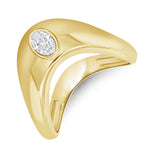 14KT Gold Oval Diamond Wave Ring