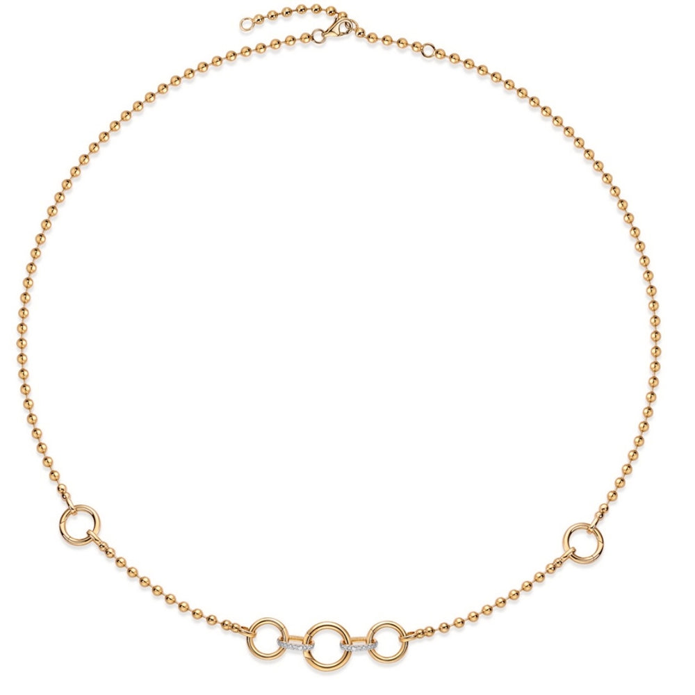 14KT Gold Diamond Felicity Ball Chain Charm Chain