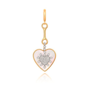 14KT Gold Diamond Mother of Pearl Heart Pendant Charm