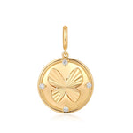 14KT Gold Butterfly Disk Pendant Charm