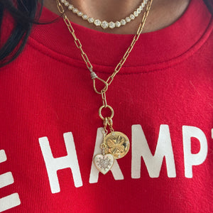 14KT Gold Diamond Mother of Pearl Heart Pendant Charm