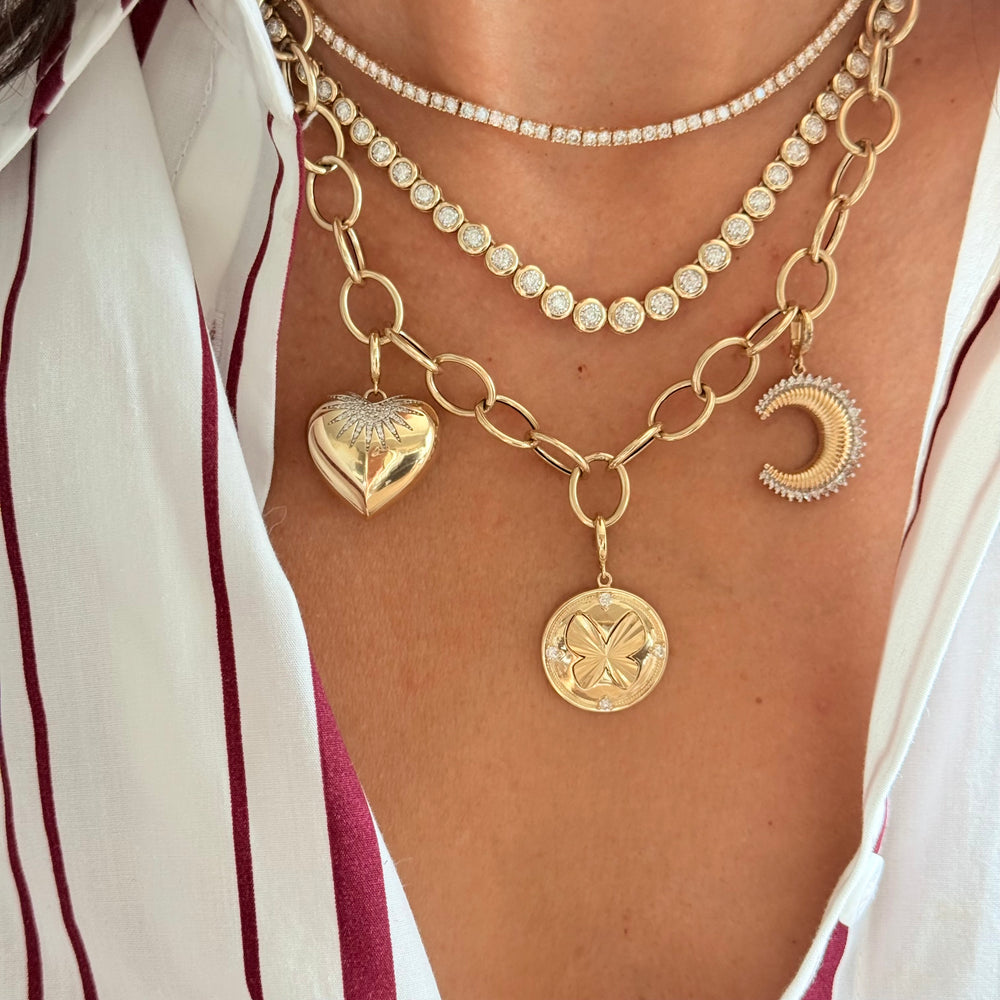 14KT Gold Butterfly Disk Pendant Charm