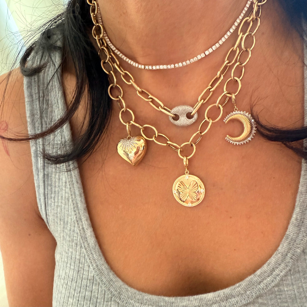 14KT Gold Butterfly Disk Pendant Charm