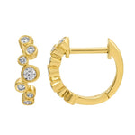 14KT Gold Bezel Set Diamond  Huggie Earrings