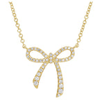 14KT Gold Diamond Medium Bow Necklace