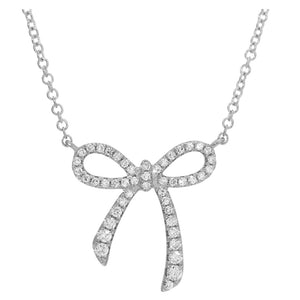 14KT Gold Diamond Medium Bow Necklace