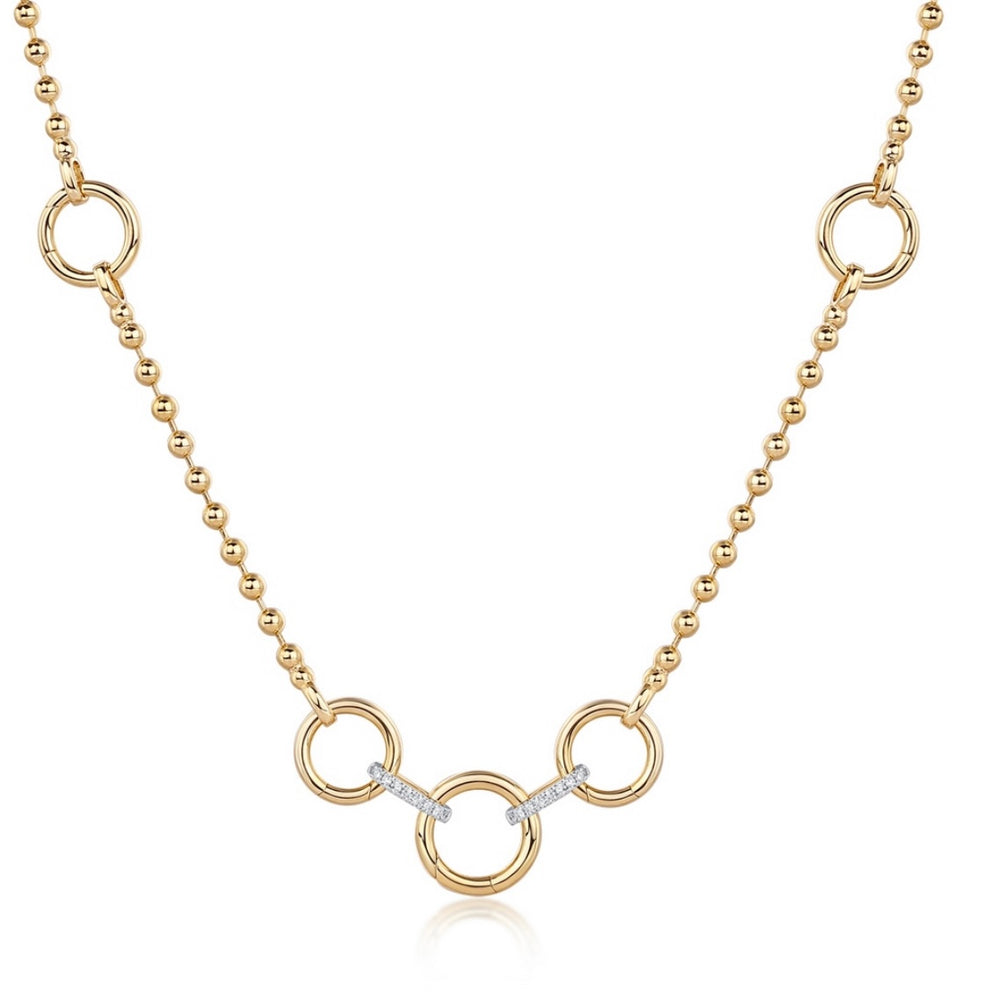14KT Gold Diamond Felicity Ball Chain Charm Chain