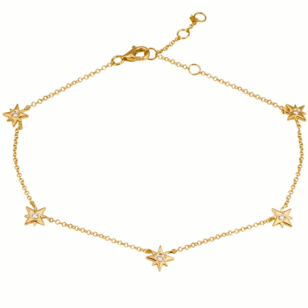 14KT Gold Diamond Starry Anklet
