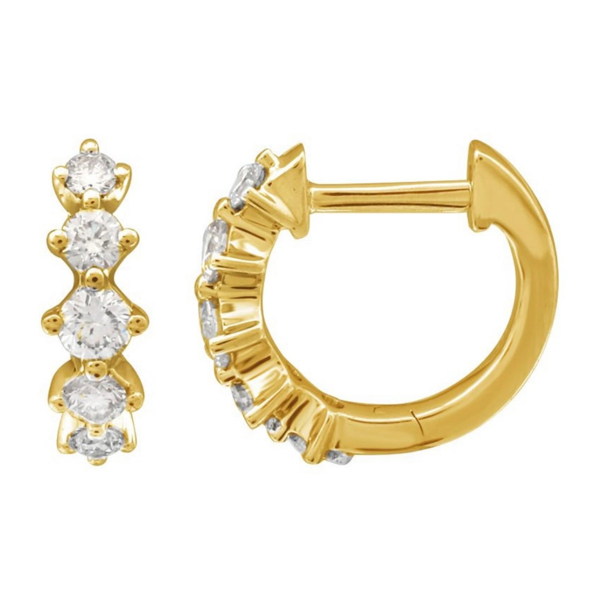 14KT Gold Diamond Prong Set Sybille Huggie Earrings