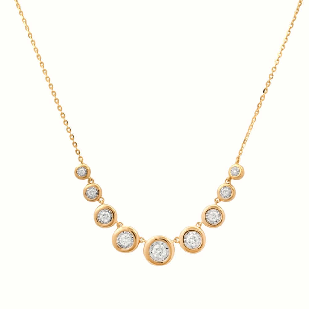 14KT Gold Illusion Nine Stone Necklace