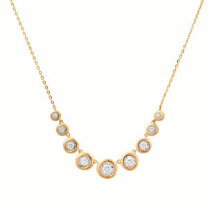 14KT Gold Illusion Nine Stone Necklace