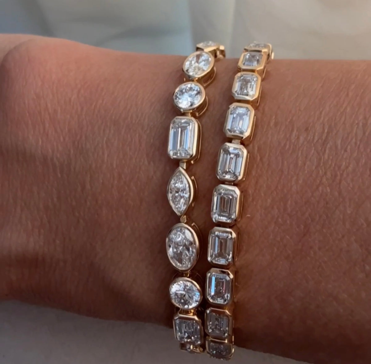 14KT Gold 9ct Multi Shape Lab Diamond Tennis Bracelet