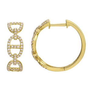 14KT Gold Diamond Mariner Link Earrings