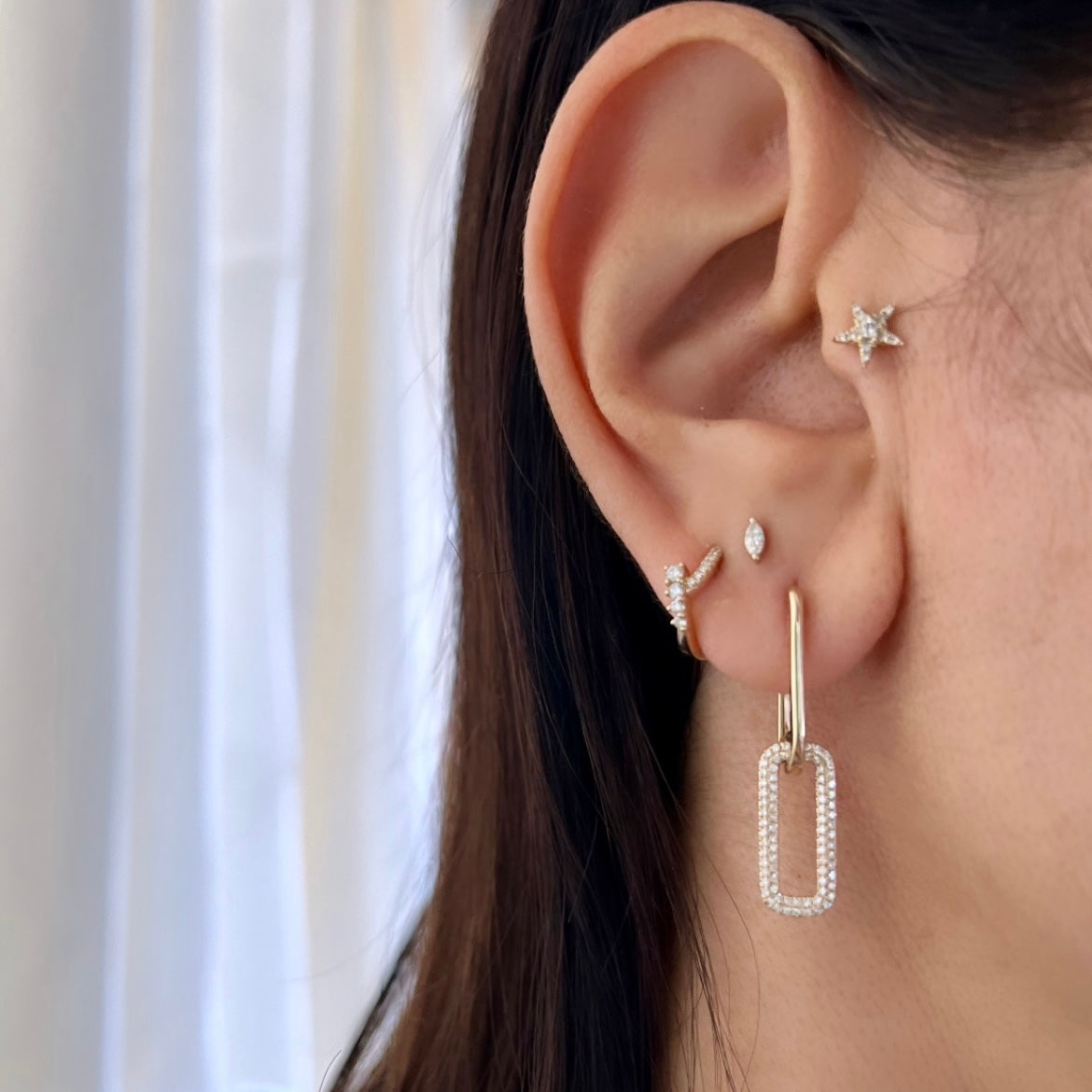 14KT Gold Diamond Petite Aisha Huggie Earrings