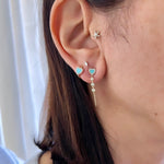 14KT Gold Diamond Turquoise Drop Diamond Earrings