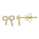 14KT Gold Diamond Mini Bow Stud Earrings