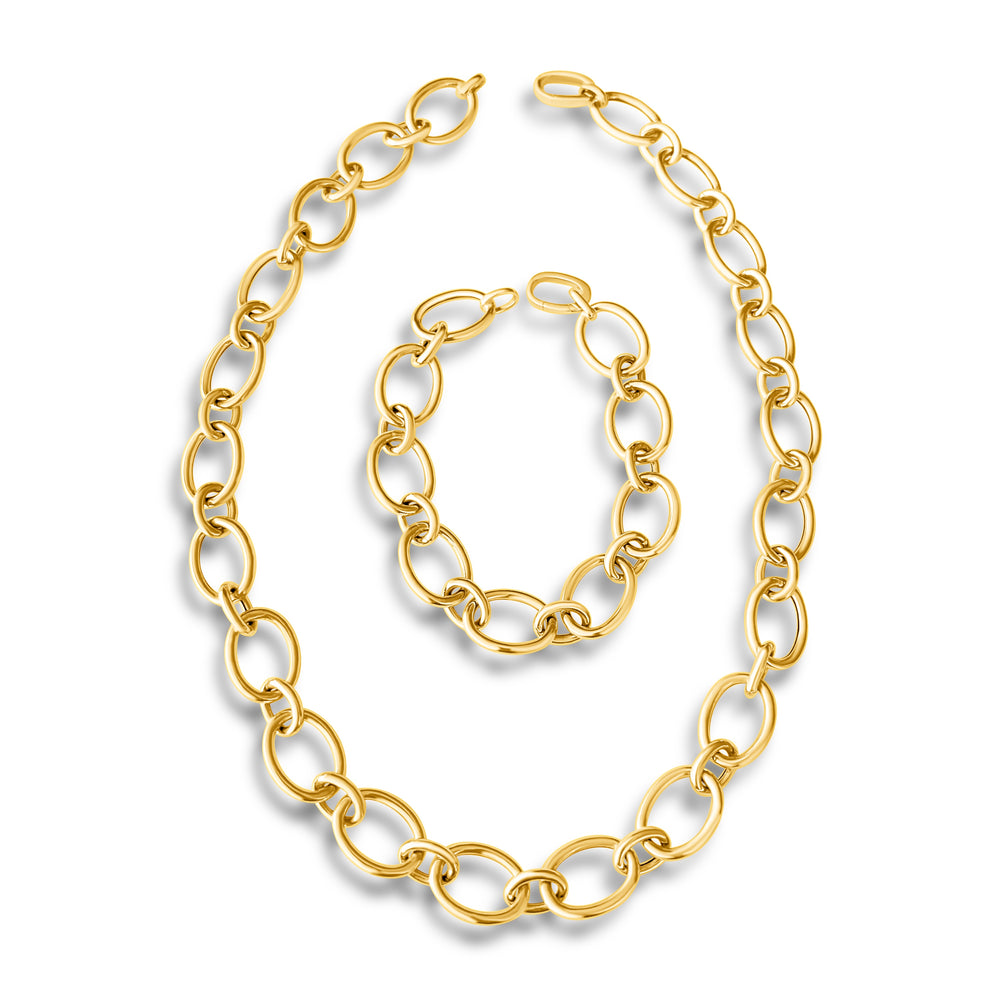 14KT Gold Sima Necklace/Bracelet Combo in One Miracle Chain