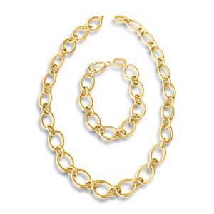 14KT Gold Sima Necklace/Bracelet Combo in One Miracle Chain