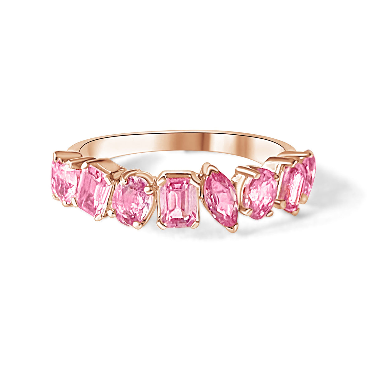 14KT Gold Multi Shape Pink Sapphire Ring