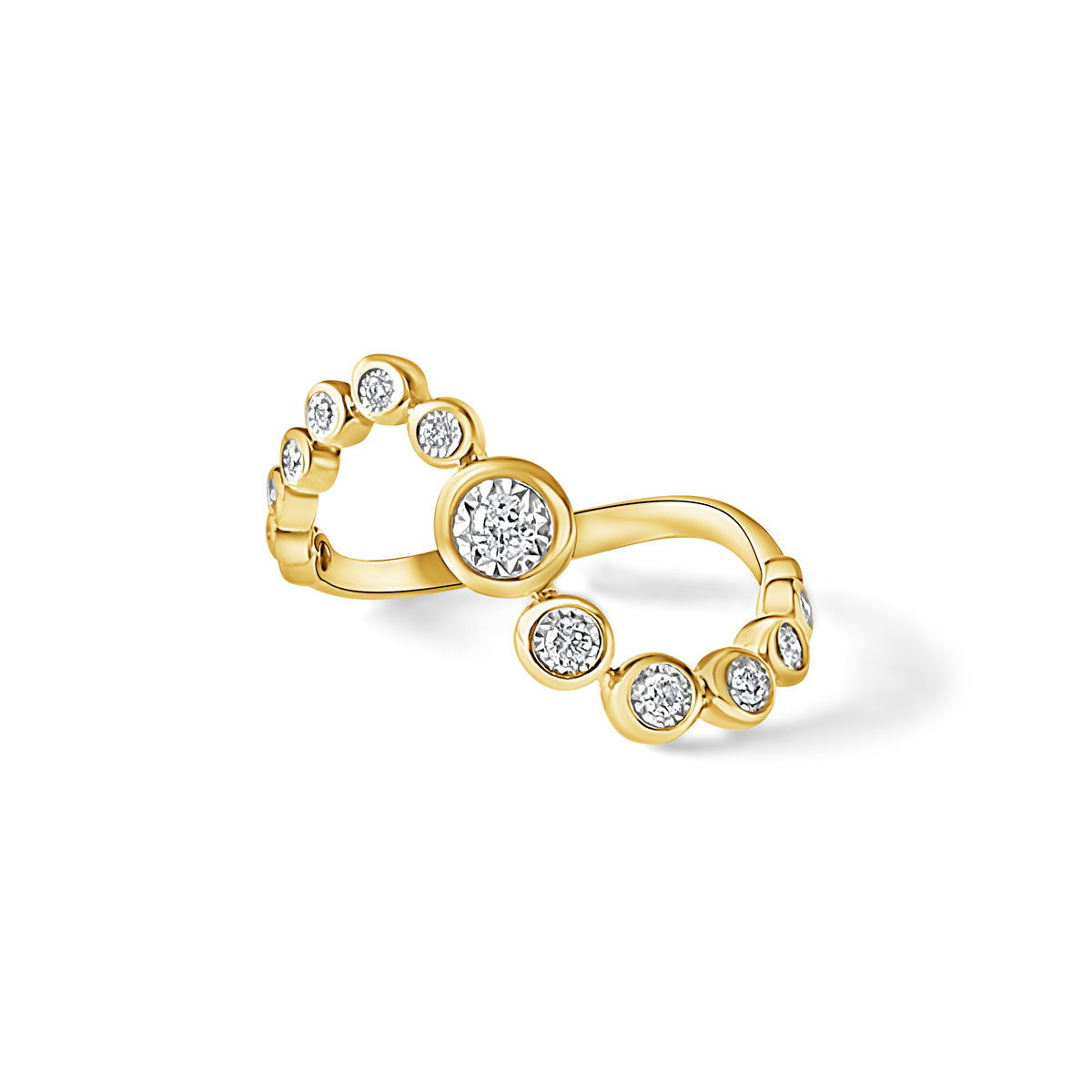 14KT Gold Diamond The Line Wave Ring