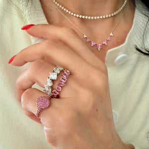 14KT Gold Multi Shape Pink Sapphire Ring