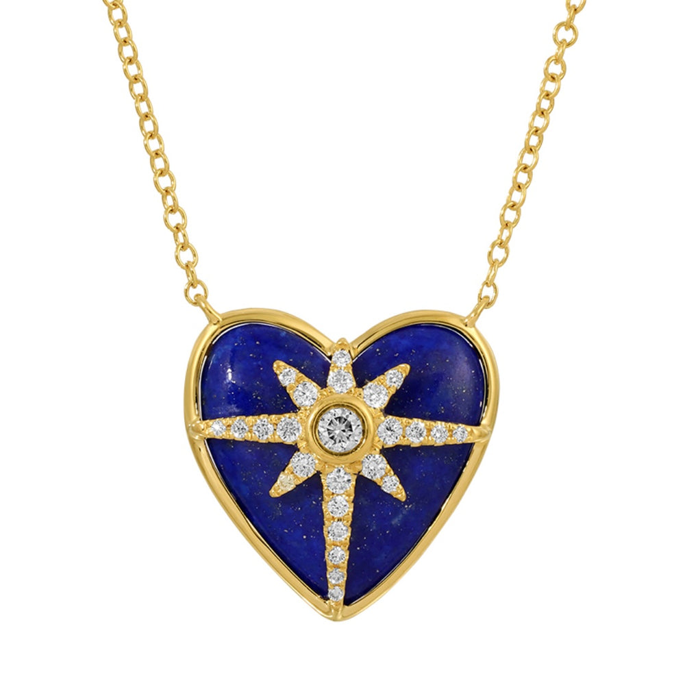14KT Gold Diamond Lapis Star Necklace