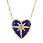 14KT Gold Diamond Lapis Star Necklace