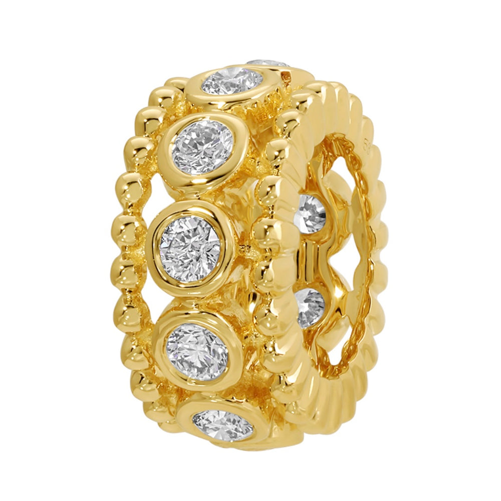 14KT Gold Diamond Ball Detail Bezel Set Bead